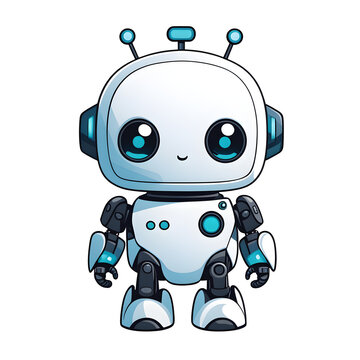 A Cute Little Robot Illustration with Transparent Background