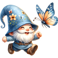 Fototapeta premium Cute Easter Gnome Collection, PNG, Watercolor, Illustration, Generative AI. 