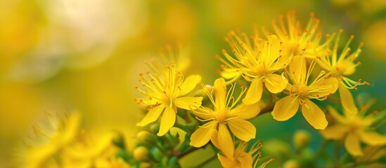 Macro shot of small yellow blooms.