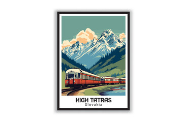 High Tatras, Slovakia. Vintage Travel Posters. Famous Tourist Destinations Posters Art Prints Wall Art and Print Set Abstract Travel for Hikers Campers Living Room Decor
