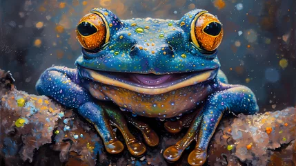 Foto op Canvas blue frog smiling © Manja