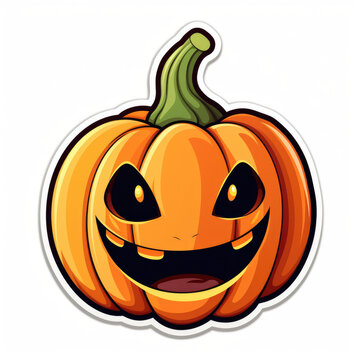 Cute pumpkin face wihte isolated background