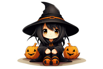 Cute witch design isolated on white background