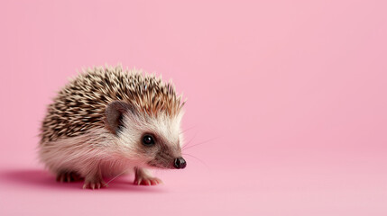 Obraz premium Hedgehog Day Celebration: Adorable Hedgehog isolated on Pastel Canvas Background. 