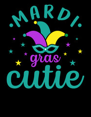 Mardi Gras decoration typography t-shirt design carnival