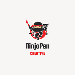 Ninja pen creative abstract logo design