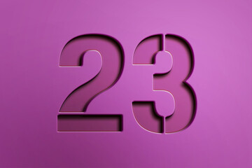Cute 3d pink number 23 logo design.