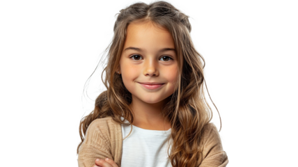 Portrait of a happy smiling child girl isolated on transparent