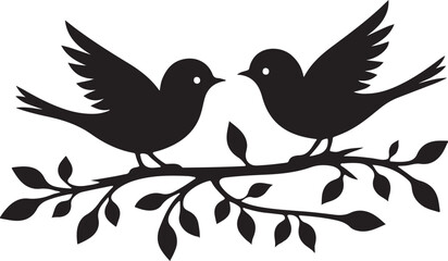 Branch with bird silhouette vector illustrator 