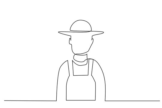recommend clip art: farmer man profile one line art design