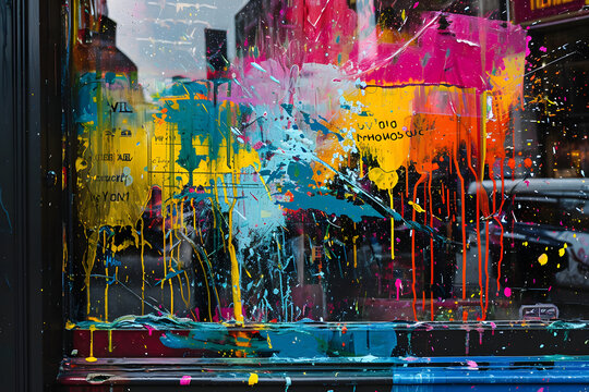 Farbexplosion der Fantasie: Abstrakte Malerei in Acryl oder &Ouml;l, ein inspirierendes Kunstwerk voller Vielfalt und kreativer Impulse f&uuml;r Projekte auf Adobe Stock