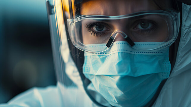 Focused Healthcare Worker In Protective Gear