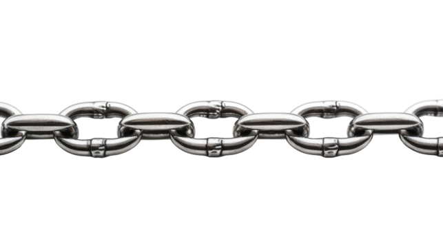 close up of metal chain part on transparent background