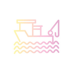 boat fishing sail line gradient icon