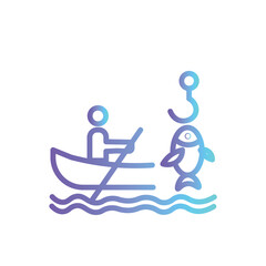 boat canoe fishing line gradient icon