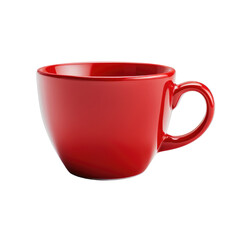 New red ceramic cup isolated on transparent