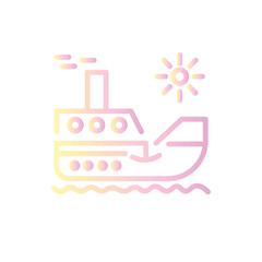 boat fish fishing line gradient icon