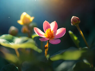 Fototapeta na wymiar a unique tiny flower blooms under the morning sunlight generative ai 