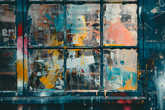 Farbexplosion der Fantasie: Abstrakte Malerei in Acryl oder &Ouml;l, ein inspirierendes Kunstwerk voller Vielfalt und kreativer Impulse f&uuml;r Projekte auf Adobe Stock