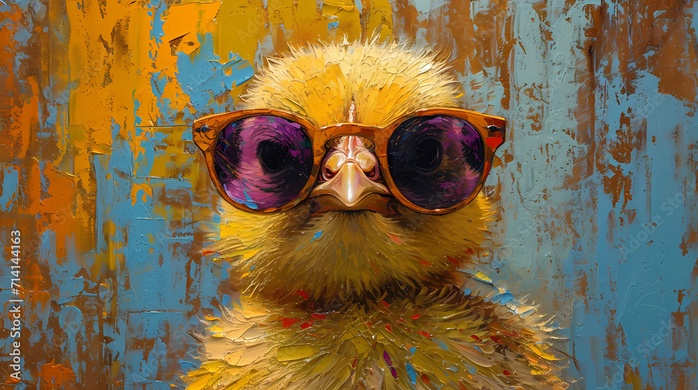 Wall mural chicken with sunglasses - Wall murals