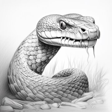 Pencil sketch nice snake animal drawing image Generative AI