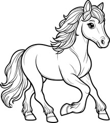 horse illustration for coloring book