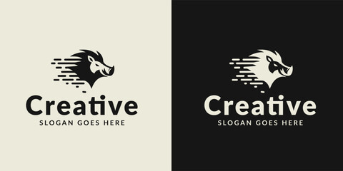 Fototapeta premium Creative Lion Logo Presentation in Two Color Variations on Contrasting Backgrounds