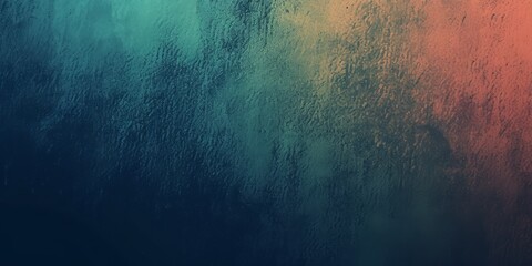 A rough textured gradient background transitioning from deep teal to warm orange, resembling a weathered wall or abstract painting. - obrazy, fototapety, plakaty