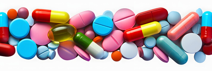 Collection of colorful pills - obrazy, fototapety, plakaty