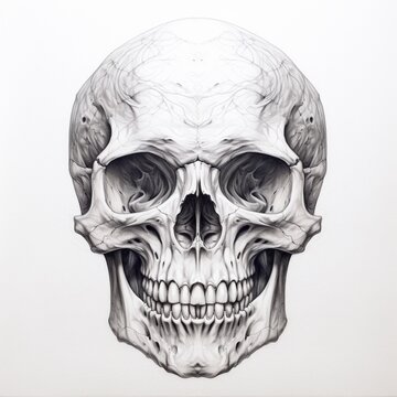 Pencil sketch nice white skull image Generative AI