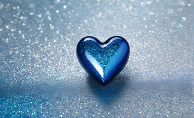 Fototapeta premium A small blue heart on a sparkling white background. Generative AI