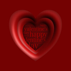 red heart background and Valentine's Day 3d design