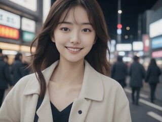 繁華街にいる女性