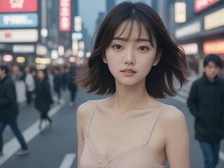 繁華街にいる女性