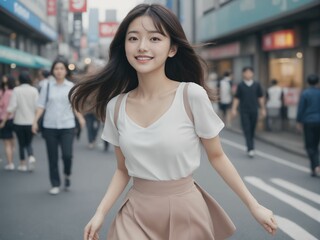 繁華街にいる女性