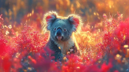 Fotobehang detailed illustration of colorful baby koala print © Adja Atmaja
