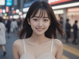 繁華街にいる女性