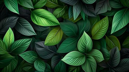 Lush Green Leaves Adorning an Indoor Wall