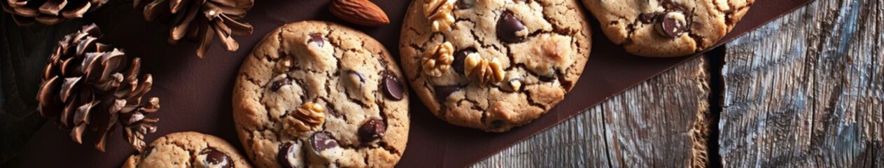 Group of Cookies on Wooden Table