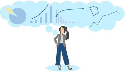 ビジネスについて考える女性実業家のイラスト