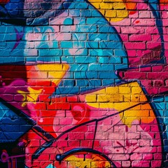 Colorful Painting Adorns Brick Wall