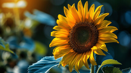 Naklejka premium Sunflower on bokeh background.