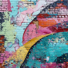 Colorful Painted Brick Wall
