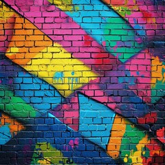 Colorful Graffiti on a Brick Wall.