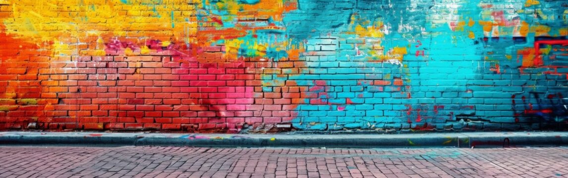 Colorful Painted Brick Wall