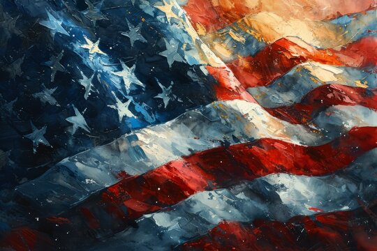 Flag of United States. American Symbolism by watercolor paint Illustration. United States Flag