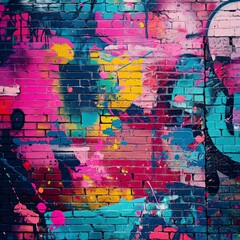 Colorful Painting on Brick Wall