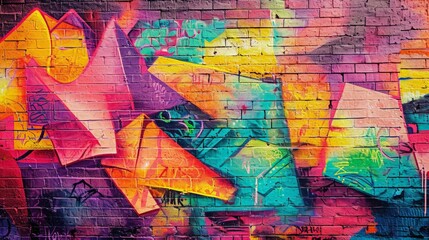 Colorful Graffiti Adorning Brick Wall