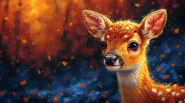 cute colored baby deer printed illustration