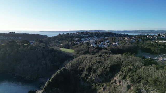 Babbacombe, Torbay, South Devon, England: DRONE VIEWS: Anstey's Cove, Stoodley Meadow, Ilsham and Torbay. The Cove is associated with smuggling and the crime writer, Agatha Christie (Clip 1).